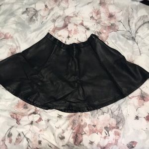 Black leather circle skirt